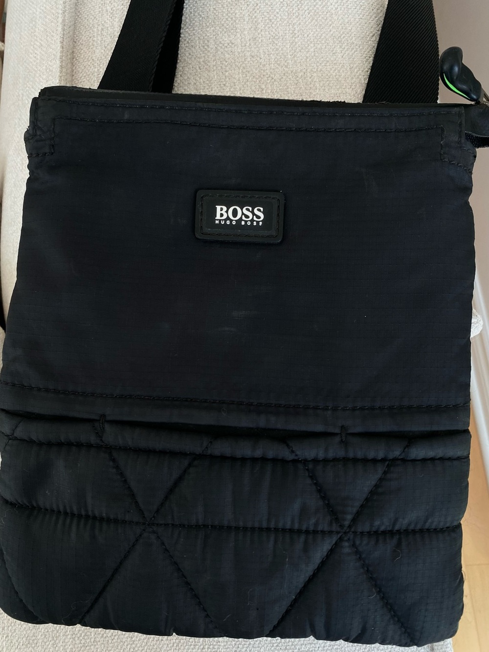 Hugo Boss Black Quilted Crossbody Messenger Bag